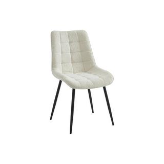 Vente-unique Lot de 6 chaises matelassées en tissu bouclette et métal noir - Blanc - OLLUA  