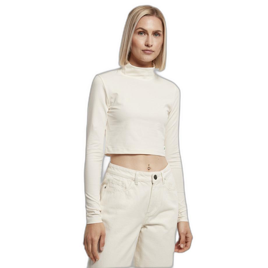 URBAN CLASSICS Bio Baumwolle Langarm Cropped Rollkragen Shirt  