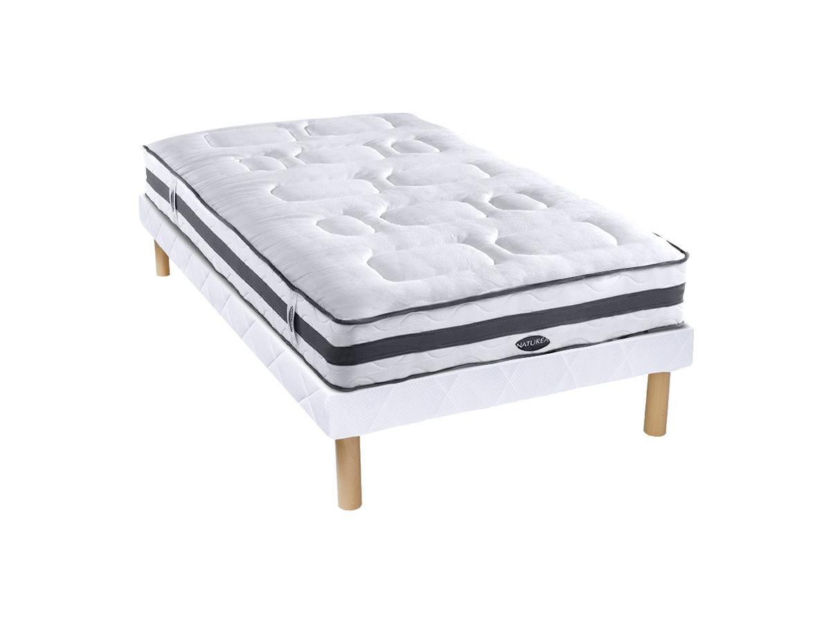 NATUREA Ensemble Sommier + Matelas ressorts ensachés 7 zones mémoire forme AMARANTE de NATUREA  