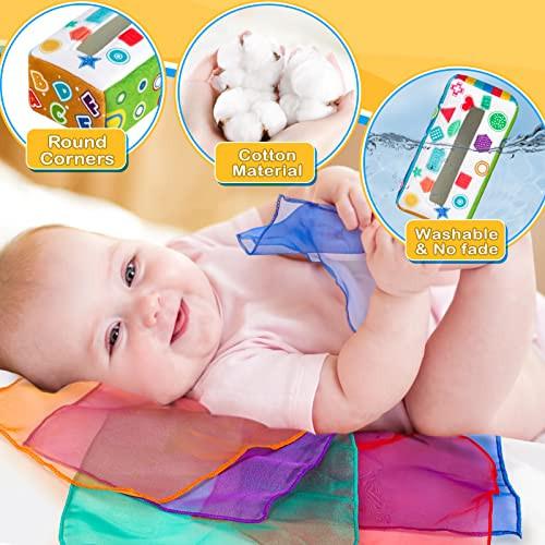 Activity-board  Tissue Box Sensorik Spielzeug, inklusive Bright bunten knisternden Tuch Neugeborenen 