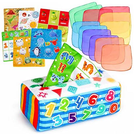 Activity-board  Tissue Box Sensorik Spielzeug, inklusive Bright bunten knisternden Tuch Neugeborenen 