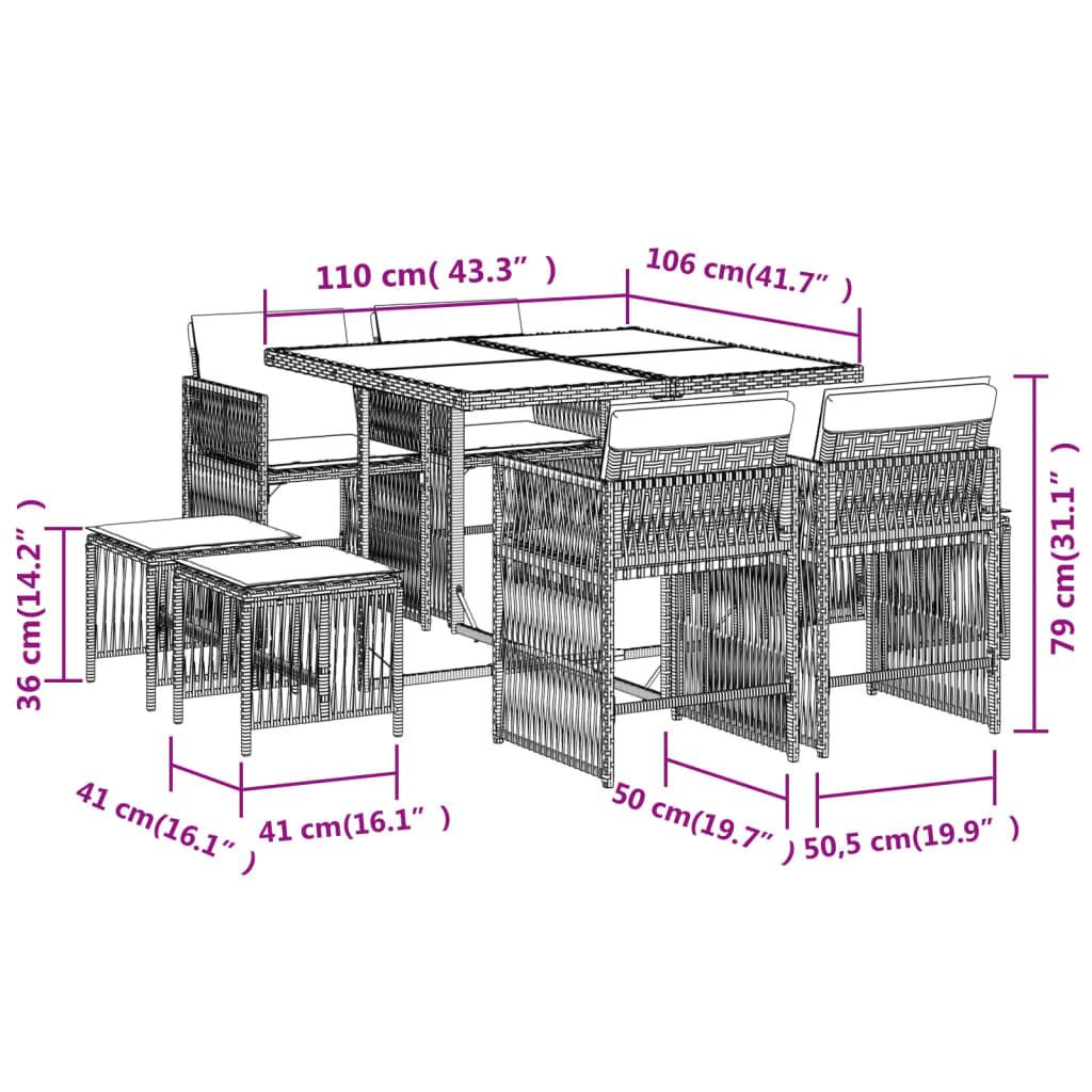 VidaXL set da pranzo da giardino Polirattan  