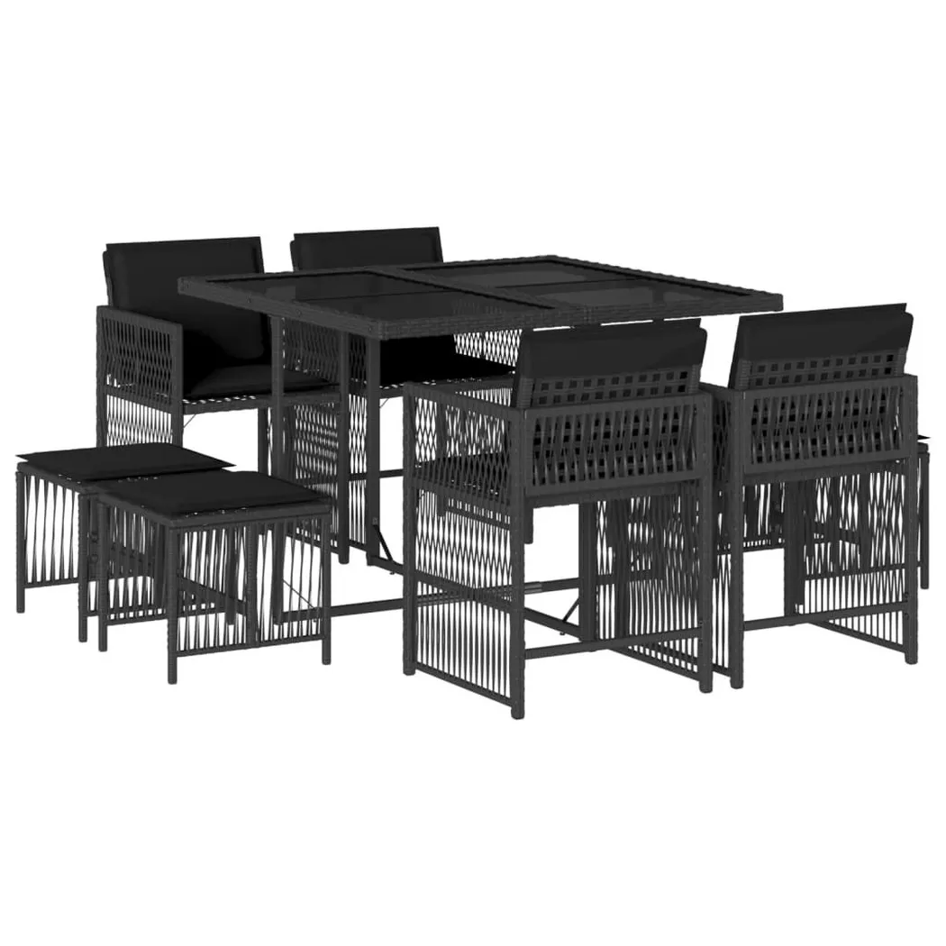 VidaXL - Garten essgruppe poly-rattan, One Size, Schwarz