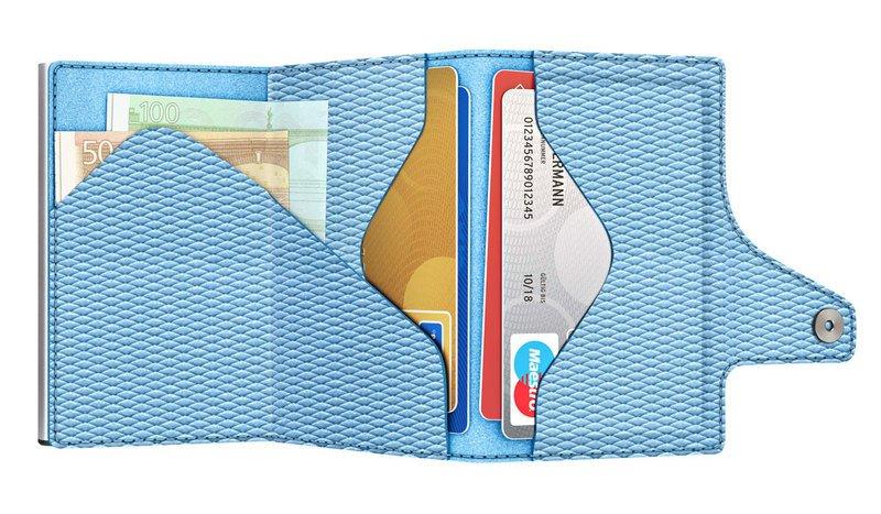 AVIATOR Wallet CLICK & slide Rhombus Light Blue, silber  