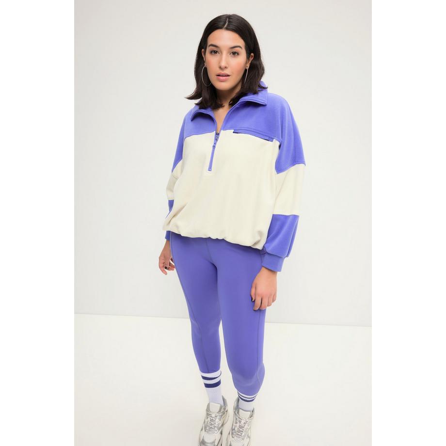 Studio Untold Fleece Sweater Boxy Shape Stehkragen mit Zipper  