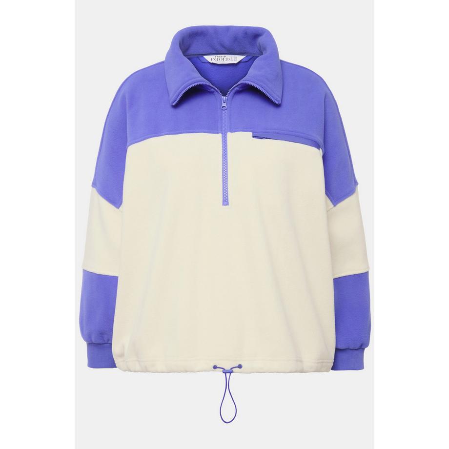 Studio Untold Fleece Sweater Boxy Shape Stehkragen mit Zipper  