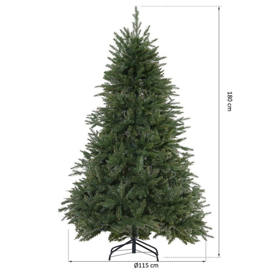 Northio Albero Di Natale 1,8 M Abete Artificiale 1492 Rami Base In Metallo Pvc Verde Ø115 X 180H Cm  