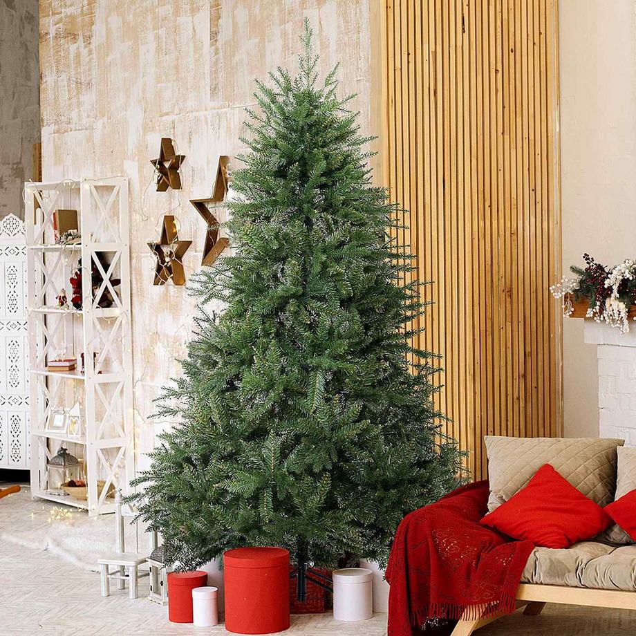 Northio Albero Di Natale 1,8 M Abete Artificiale 1492 Rami Base In Metallo Pvc Verde Ø115 X 180H Cm  