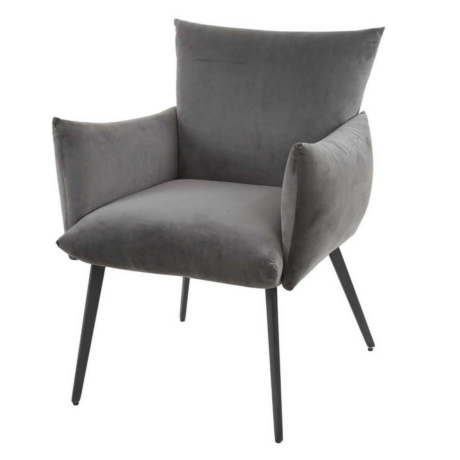 mutoni Chaise avec accoudoirs Lobby Velvet anthracite  