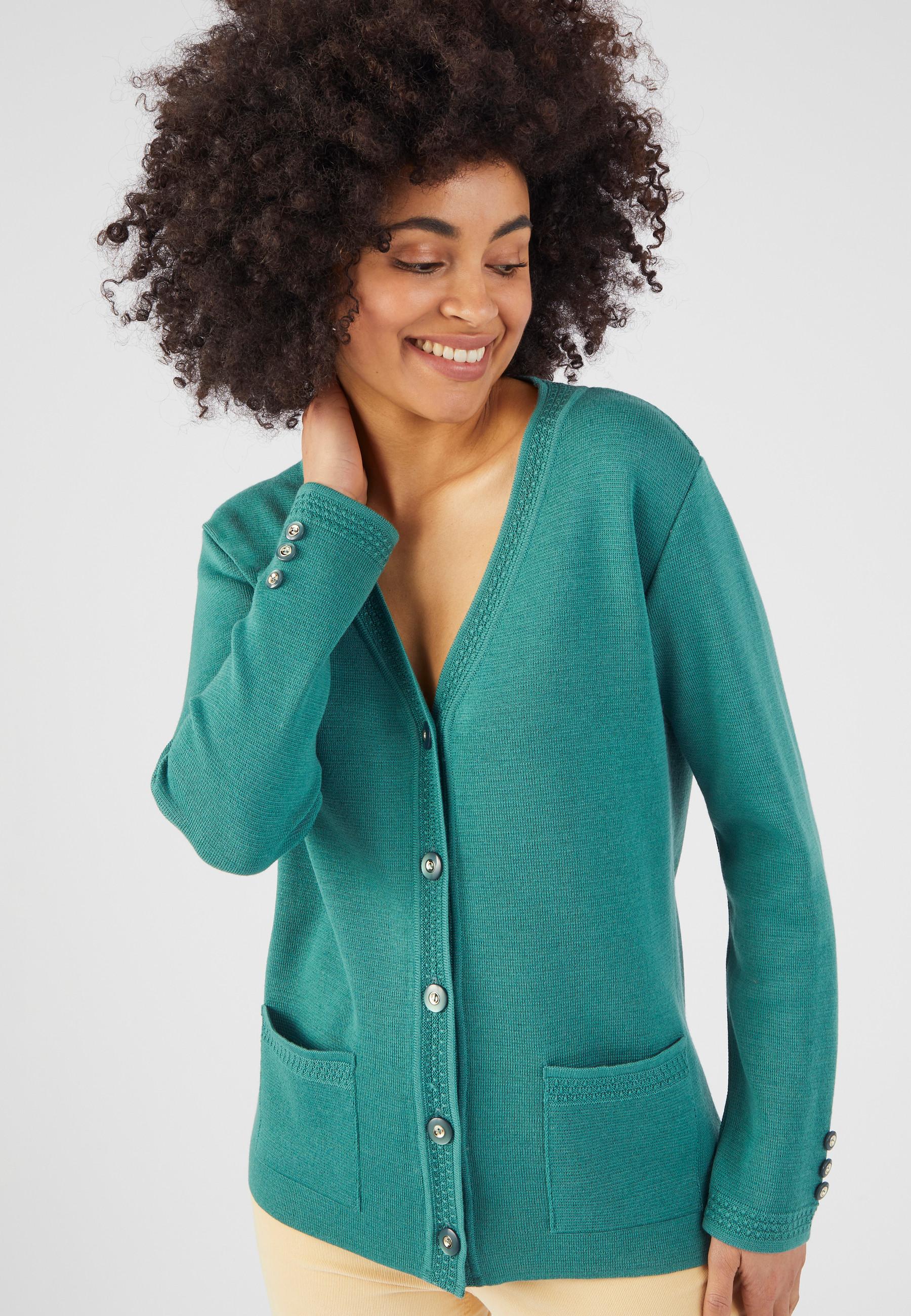 Image of Jacke Aus Milanostrick, 50 % Merinowolle. Unisex Grün 42/44