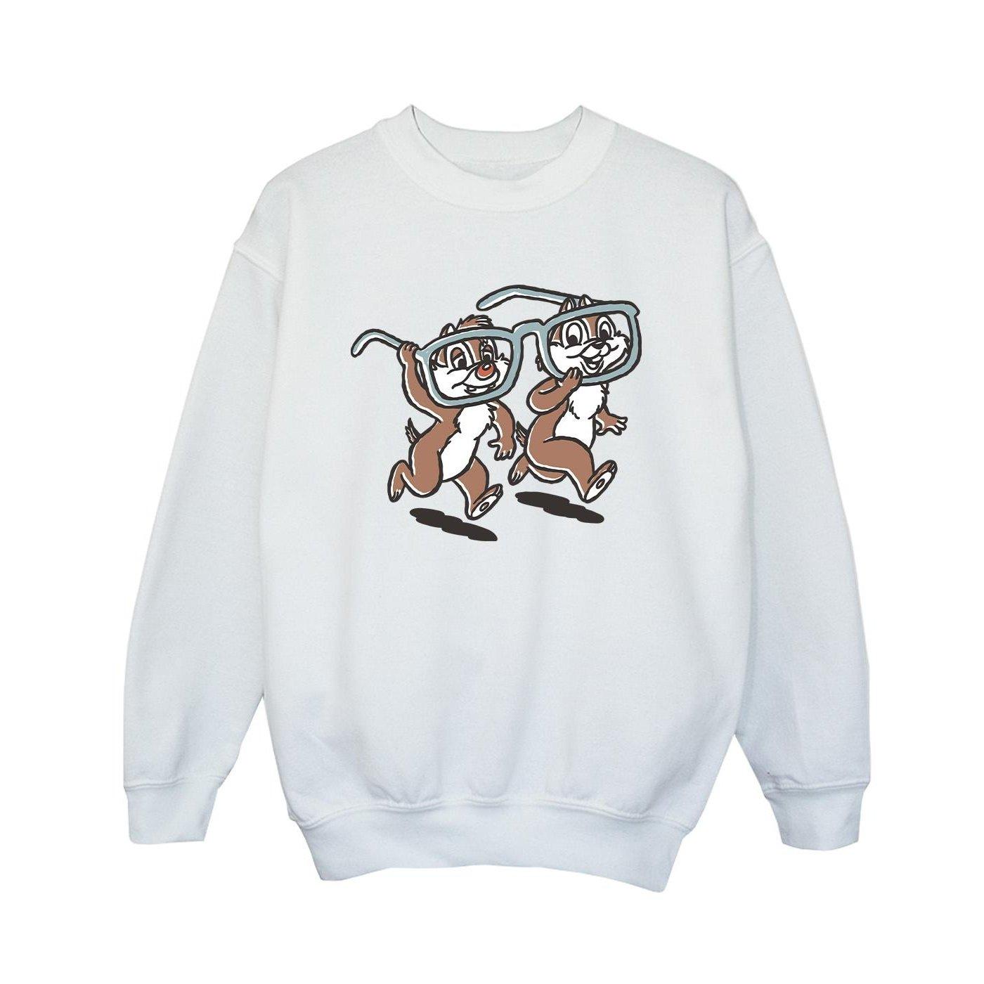 Image of Chip 'n Dale Glasses Sweatshirt Unisex Weiss 140/146