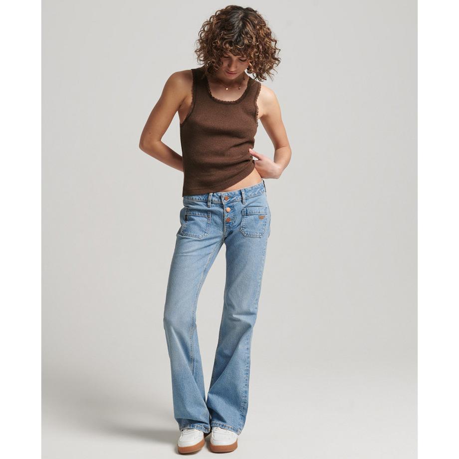 Superdry Geripptes Tanktop mit Spitzenbordüre  
