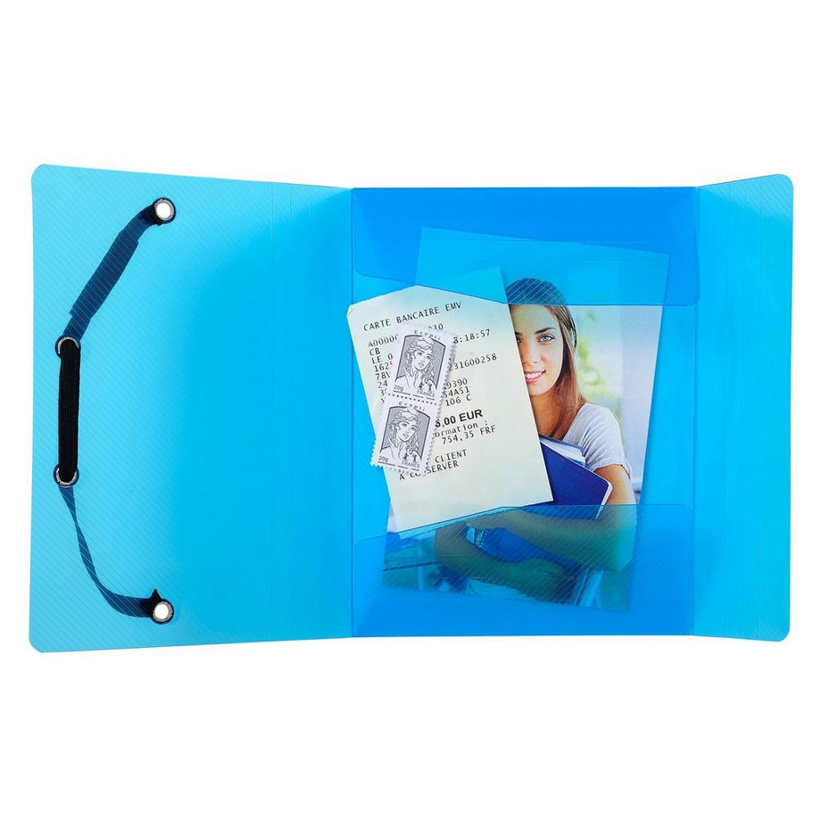 Exacompta Cartella 3 lembi con elastici polipropilene 500 micron Crystal Colours - 12x16cm - x 25  