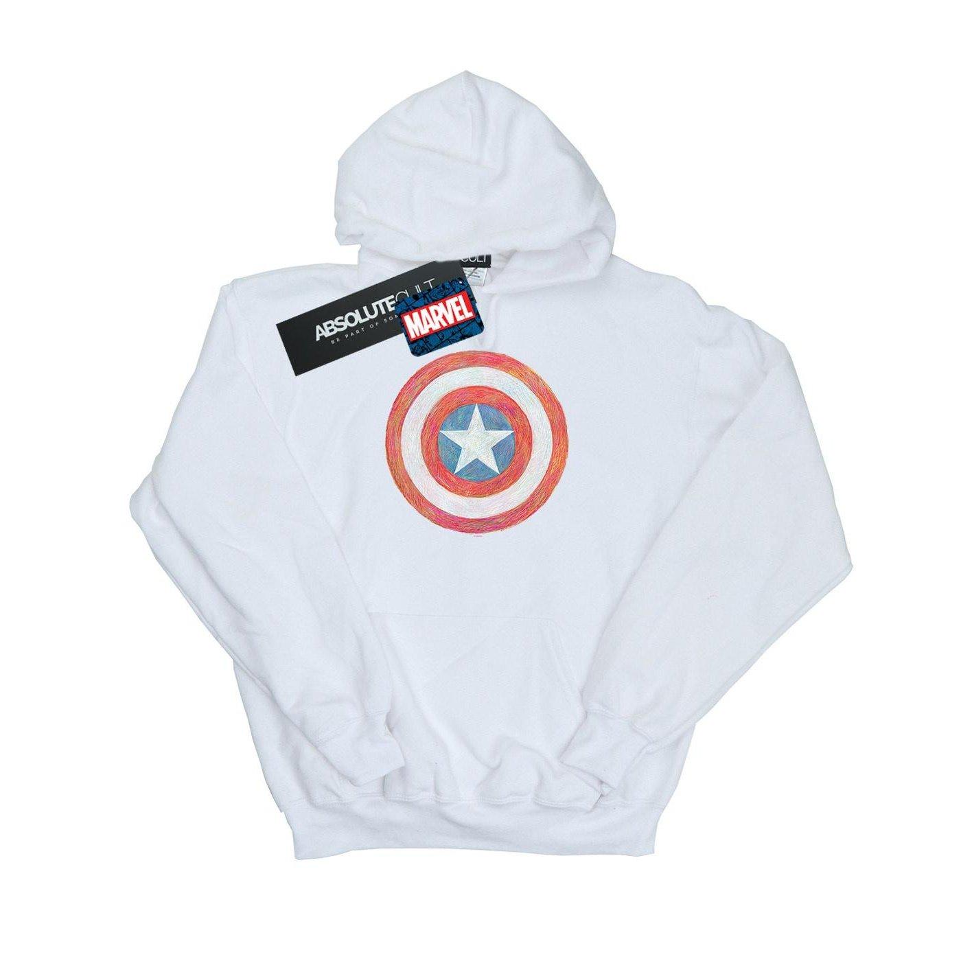 Image of Captain America Sketched Shield Kapuzenpullover Mädchen Weiss 152-158