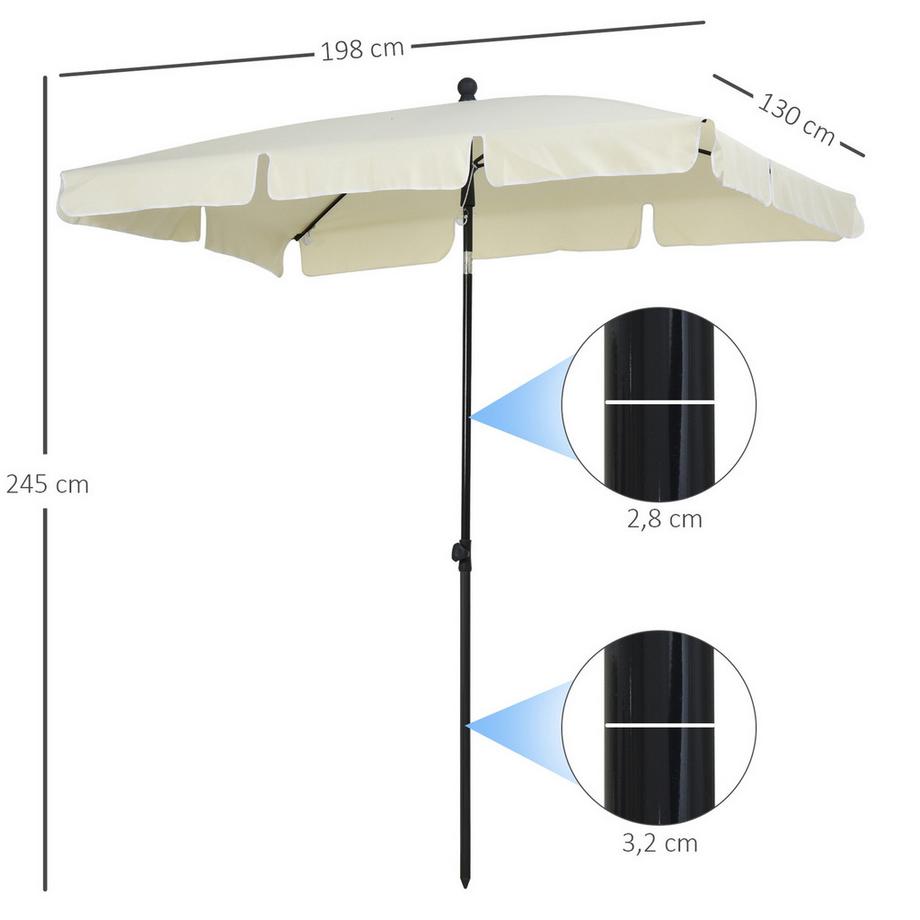 Northio Sonnenschirm Uv-Schutz Gartenschirm Knickbar, Perfekt Für Balkon & Strand, Cremeweiß & Schwarz  