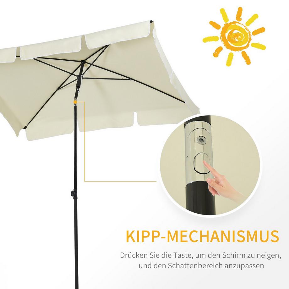 Northio Sonnenschirm Uv-Schutz Gartenschirm Knickbar, Perfekt Für Balkon & Strand, Cremeweiß & Schwarz  