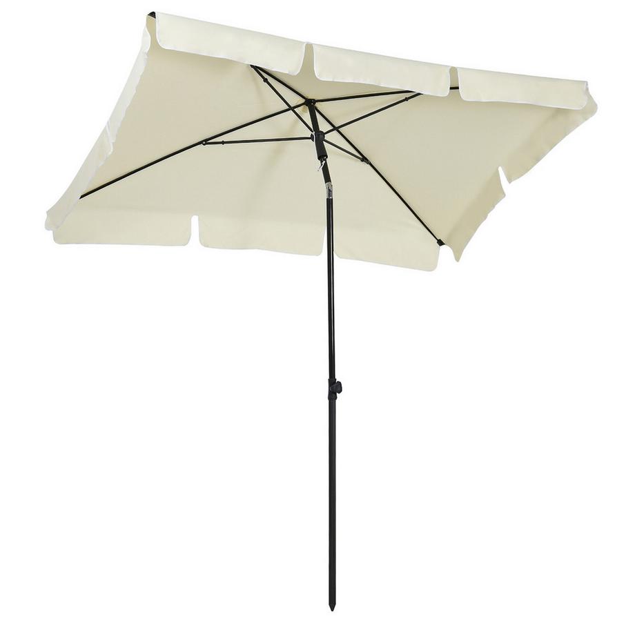 Sonnenschirm Uv-Schutz Gartenschirm Knickbar, Perfekt Für Balkon & Strand, Cremeweiß & Schwarz