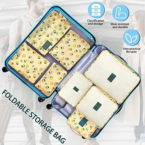 Only-bags.store  Lot de 8 cubes de rangement, cubes d'organisation pour valise, avec sac à chaussures, sac à linge, organisateur de voyage, sacs à vêtements, pour sac à dos, jaune 