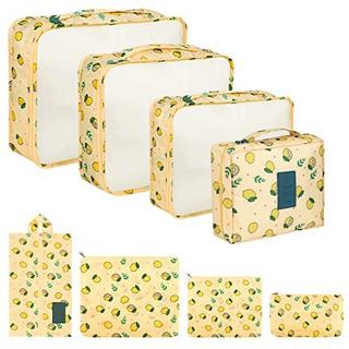 Only-bags.store  Lot de 8 cubes de rangement, cubes d'organisation pour valise, avec sac à chaussures, sac à linge, organisateur de voyage, sacs à vêtements, pour sac à dos, jaune 