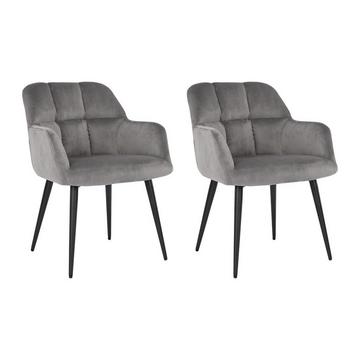 Lot de 2 chaises avec accoudoirs Velours métal PEGA