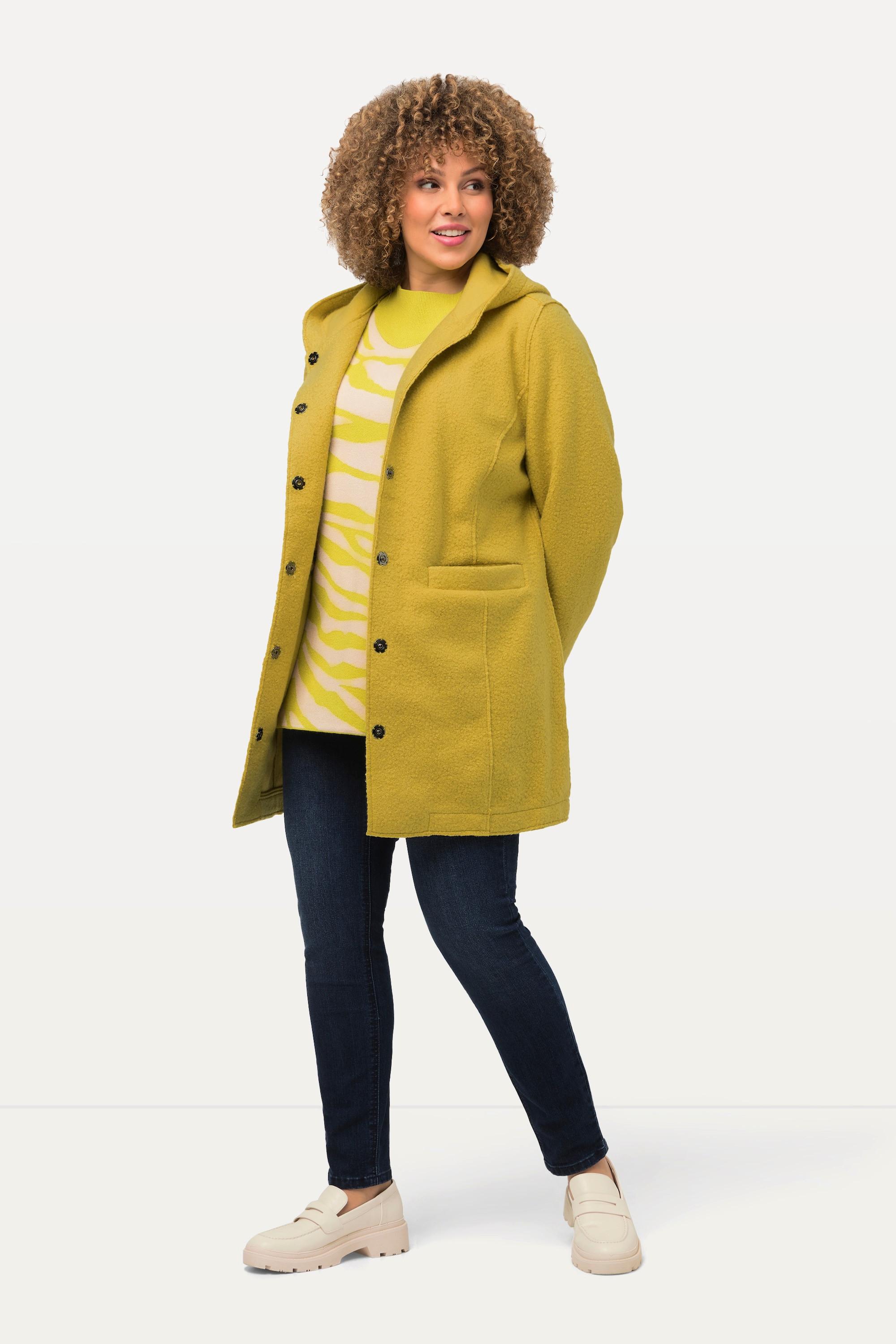 Ulla Popken  Curly-Wool-Jacke, Kapuze, feine Struktur, leicht 