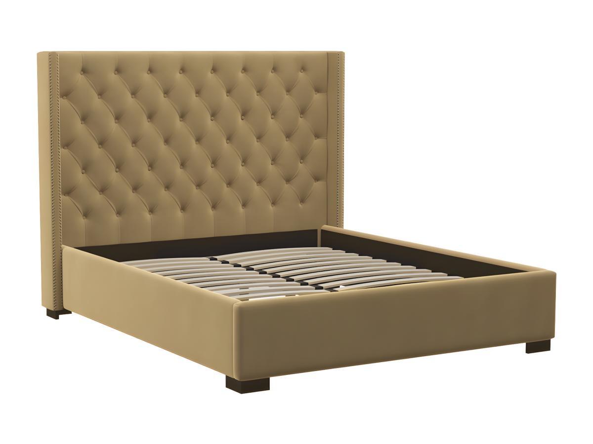 Vente-unique Letto con testata imbottita 180 x 200 cm Tessuto Beige + Materasso - MASSIMO II  