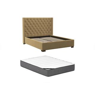 Vente-unique Letto con testata imbottita 180 x 200 cm Tessuto Beige + Materasso - MASSIMO II  