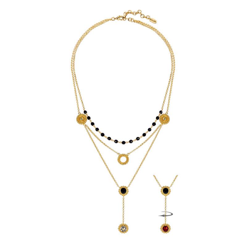 Image of Halskette 3-fach "sheila" Damen Schwarz 62 CM