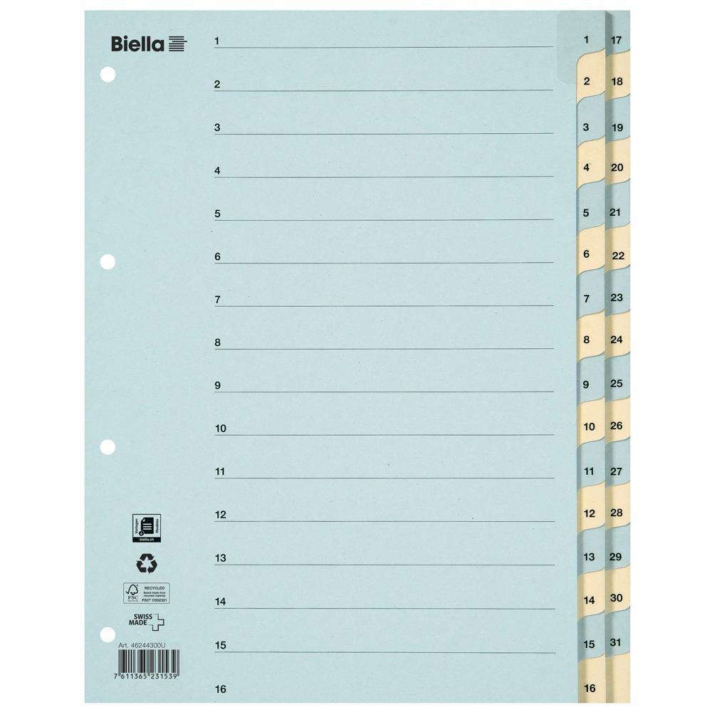 Image of Kartonregister Taben Verstärkt, Teilung 1-31 - X 10 Unisex Blau A4