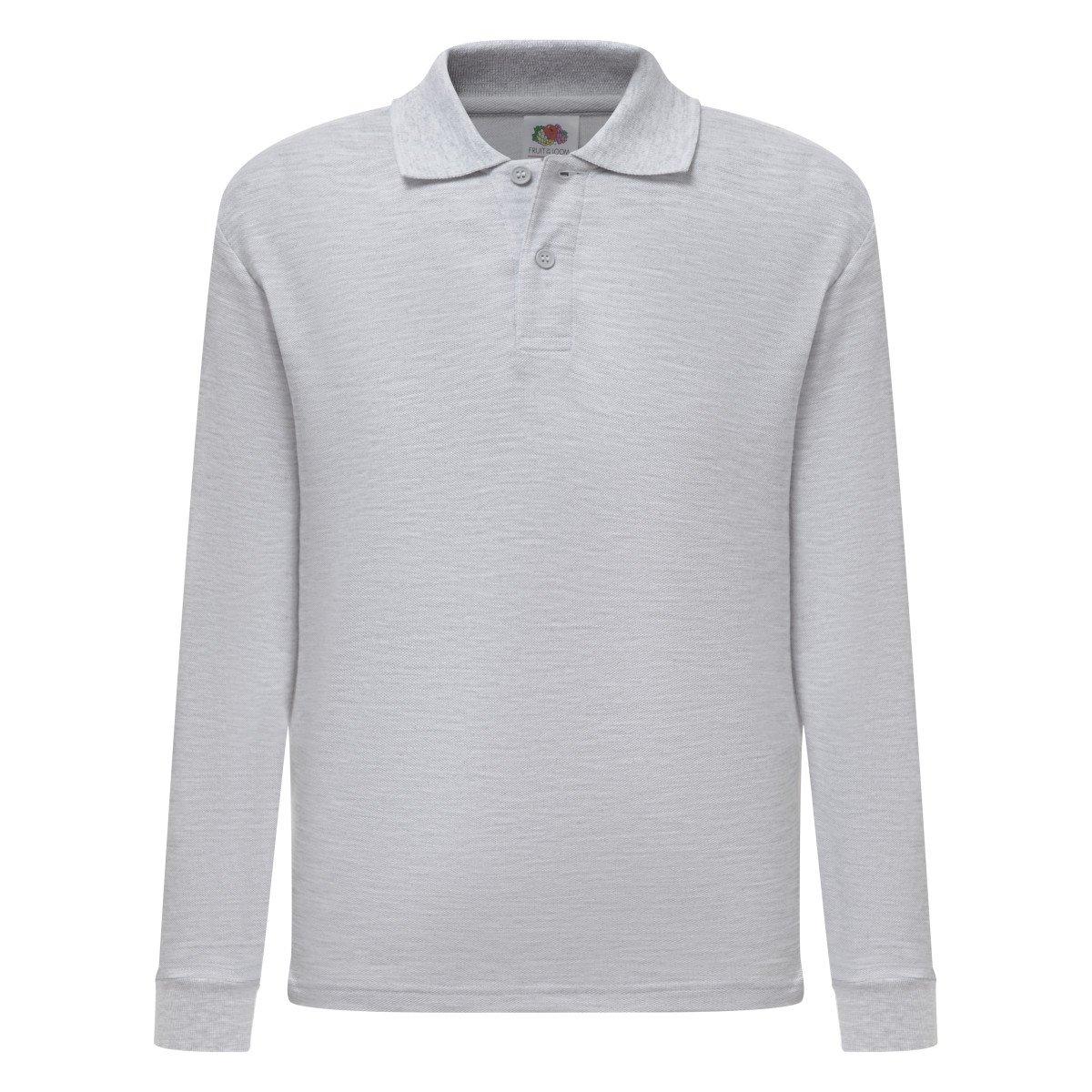 Image of Polo Shirt, Langarm Mädchen Taubengrau 3-4A