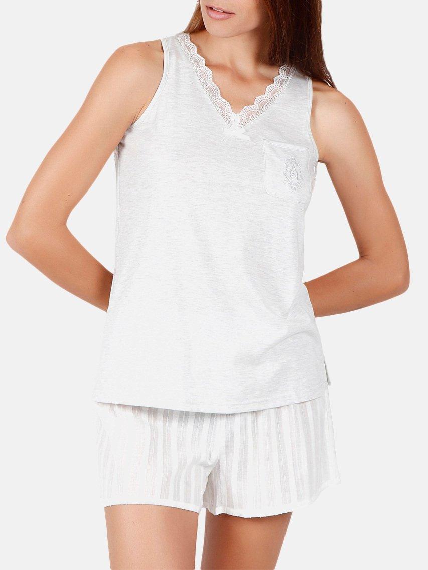 Image of Pyjama-shorts Tanktop Luxe Stripes Damen Grau M