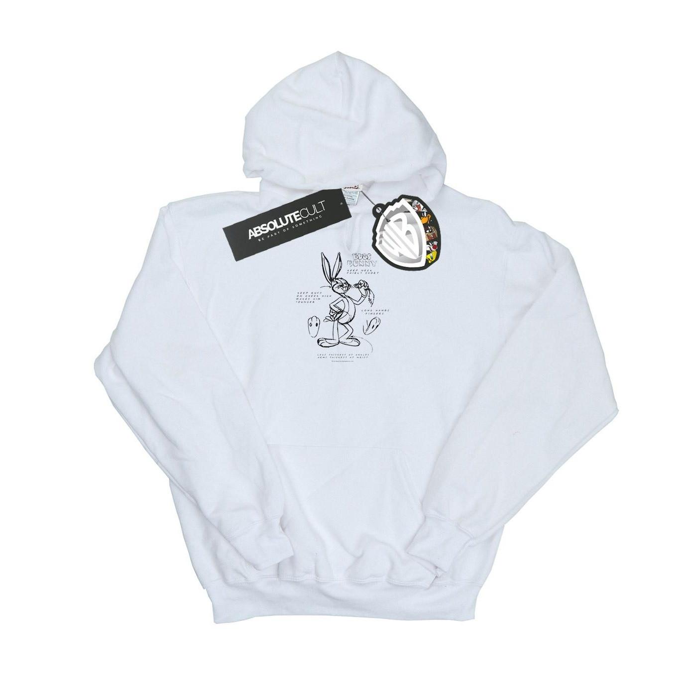 Image of Bugs Bunny Drawing Instruction Kapuzenpullover Unisex Weiss 140/146