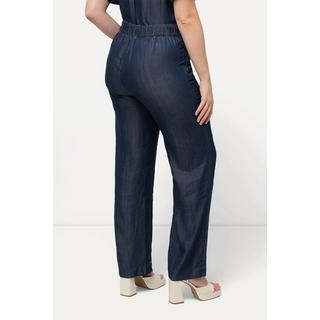 Ulla Popken  Pantaloni di lyocell con effetto jeans, taglio della gamba dritto e cintura comoda 