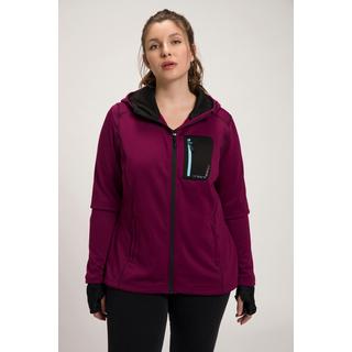 Ulla Popken  HYPRAR Sweatjacke, Reflektordruck, Kapuze, Daumenloch 