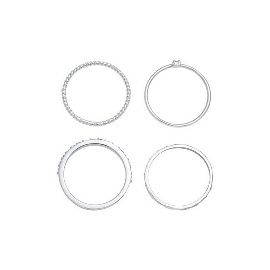 Elli  Ring Kristalle Stapelring Gedreht 4Er Set 