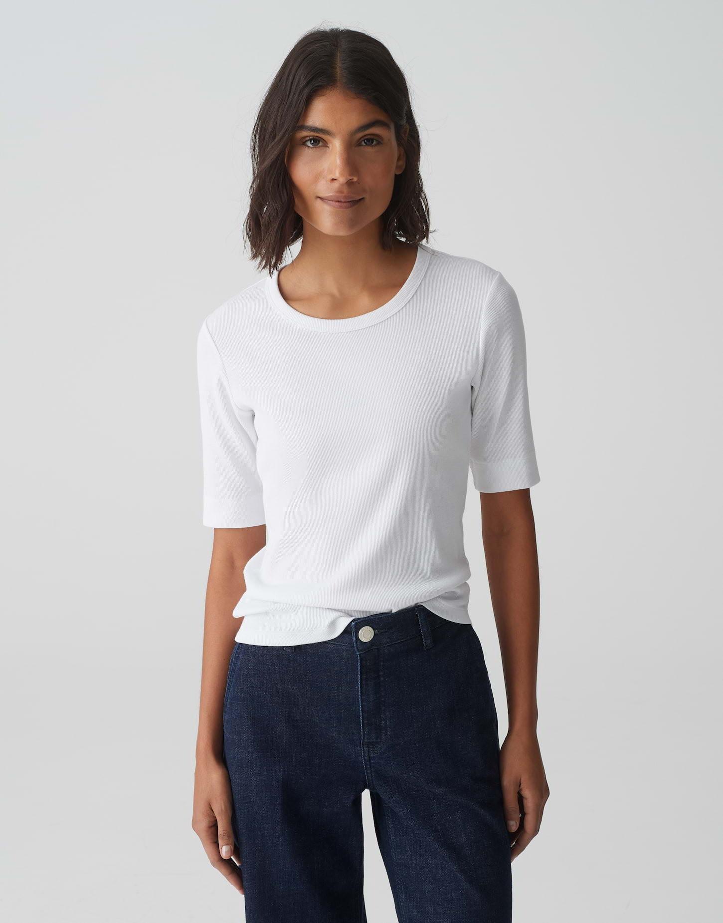 Image of Rippshirt Sustafa Gerader Schnitt Damen Weiss 40