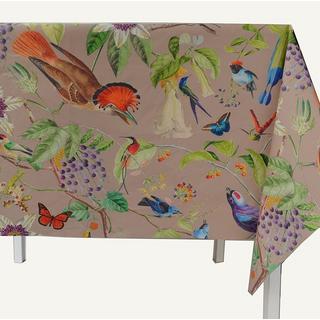 Fleur de Soleil Nappe enduite Oiseaux taupe  