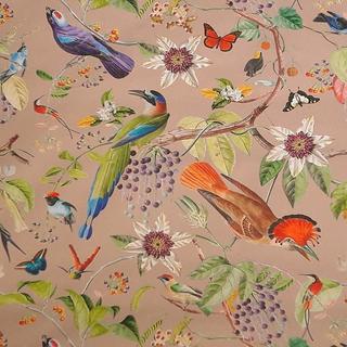 Fleur de Soleil Nappe enduite Oiseaux taupe  