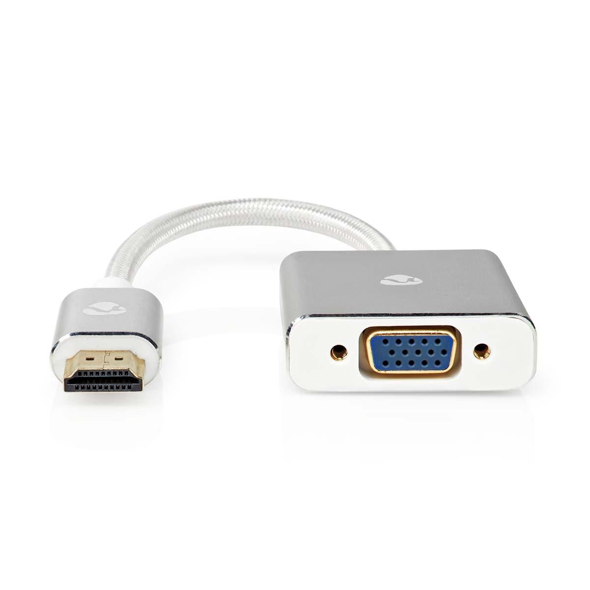 Nedis  Adattatore VGA | Connettore HDMI™ | VGA femmina 15p | Placcato oro | Diritto | Alluminio | Argento | Cartone con finestra coperta 