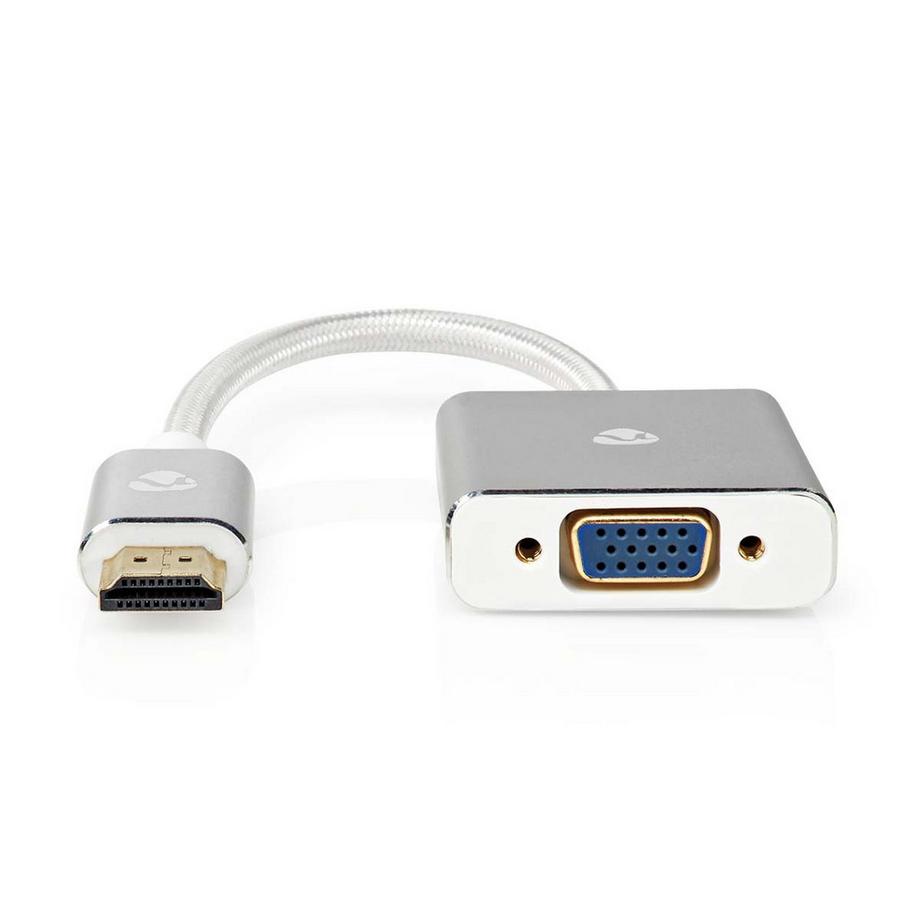 Nedis  Adaptateur VGA | HDMI™ Connecteur | VGA femelle 15p | Plaqué or | Droit | Aluminium | Argent | Carton avec fenêtre couverte 