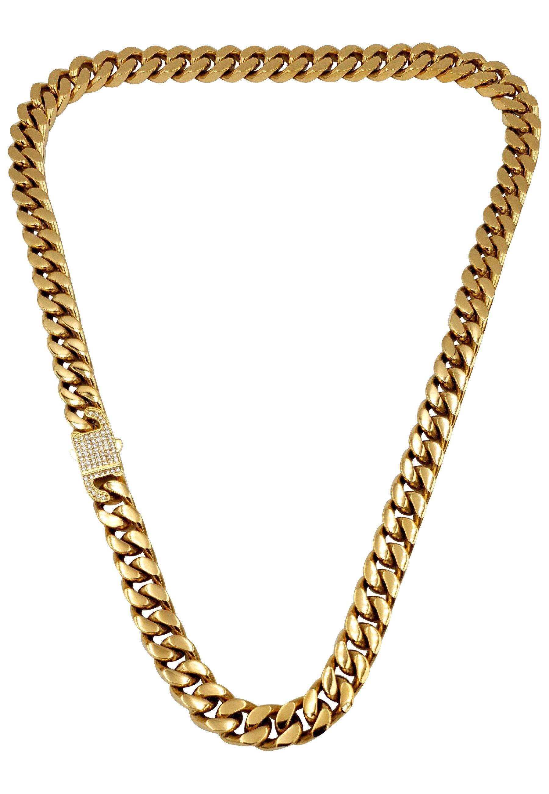 Image of Cuban Kette Mit Zirkonia Verschluss Damen Gelbgold 60 cm