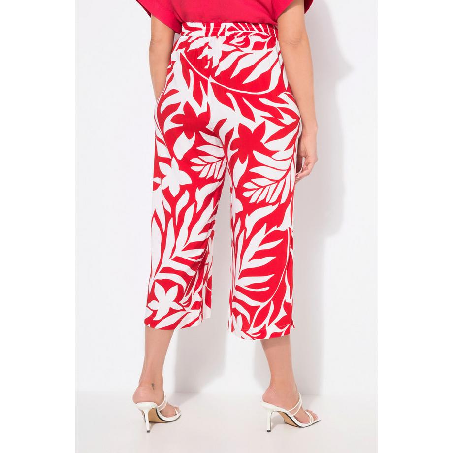 Ulla Popken Blätter Weites Bein Culotte Elastikbund  