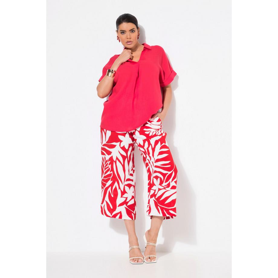 Ulla Popken Blätter Weites Bein Culotte Elastikbund  