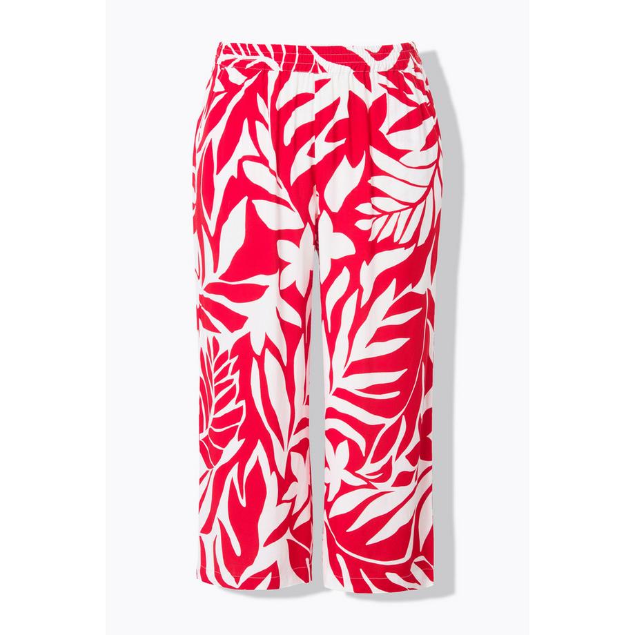 Ulla Popken Blätter Weites Bein Culotte Elastikbund  