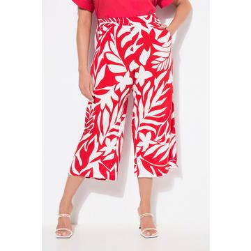 Culottes con foglie, taglio della gamba ampio e cintura elastica