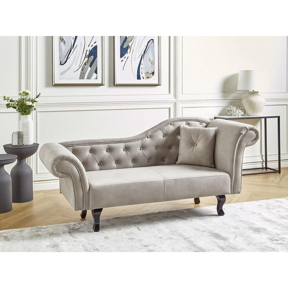 Beliani Chaise longue côté droit en Velours Rétro LATTES  