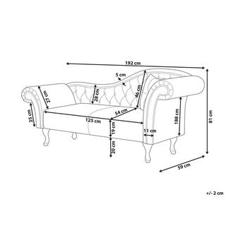 Beliani Chaise longue côté droit en Velours Rétro LATTES  