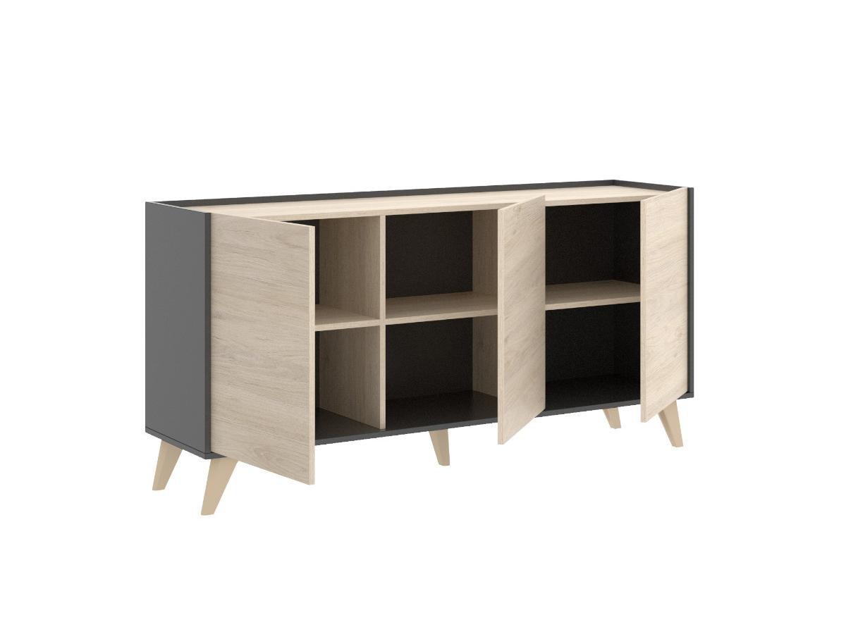 Vente-unique Credenza 3 ante Quercia e Antracite stile scandinavo KOLYMA  