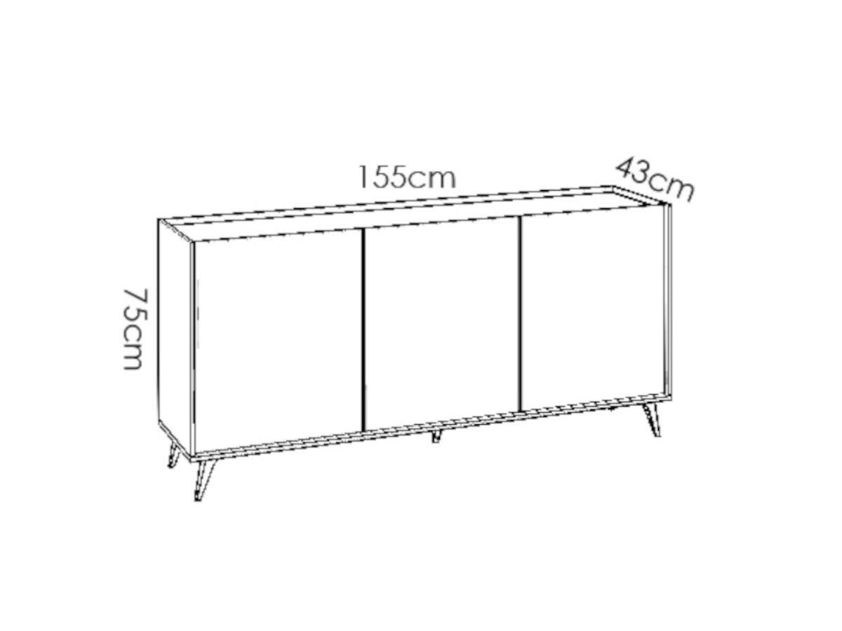 Vente-unique Credenza 3 ante Quercia e Antracite stile scandinavo KOLYMA  