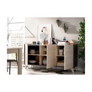 Vente-unique Credenza 3 ante Quercia e Antracite stile scandinavo KOLYMA  